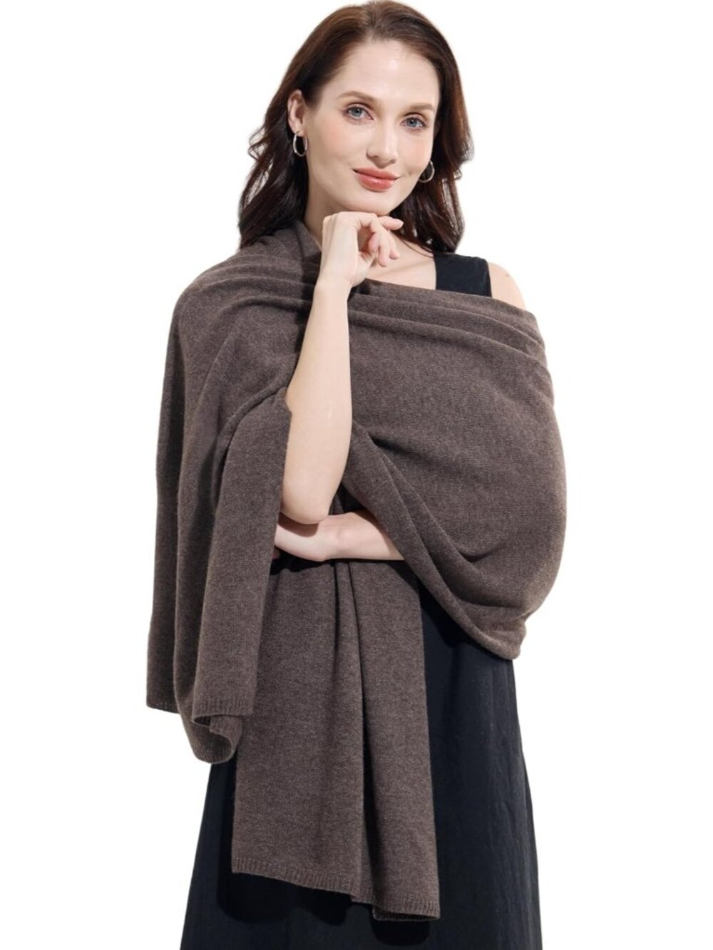 〽️Women's Cashmere Shawl Deep Brown Wedding Winter Shoulder Classic Wrap 87"x28"